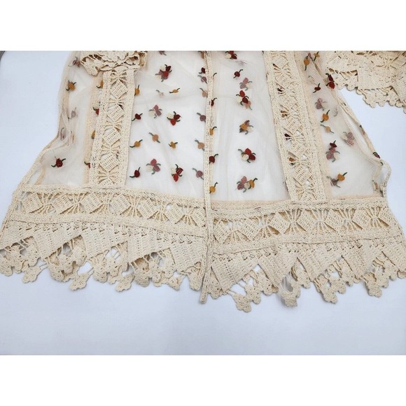 John Mark Anthropologie Boho Long Embroidered Sheer Kimono Duster Size M - Picture 13 of 13